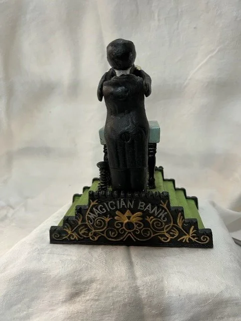 Vintage Cast Iron Magician Bank — 1889 Salvage Co Vintage Cast Iron Magician Bank — 1889 Salvage Co